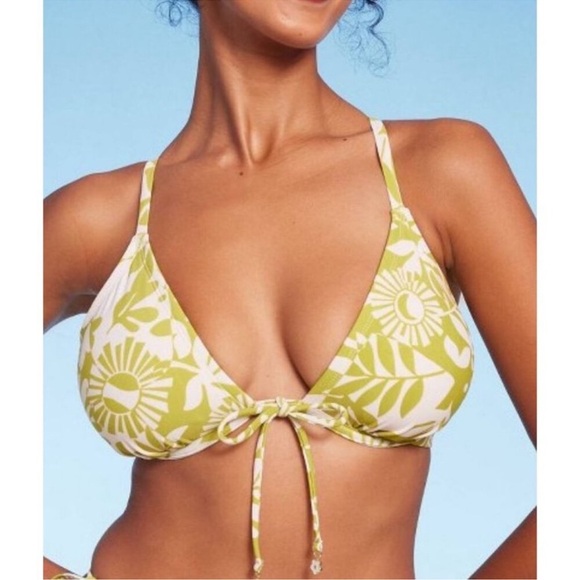 NWT Wild Fable Floral Green Bikini Top SZ M - Picture 1 of 4